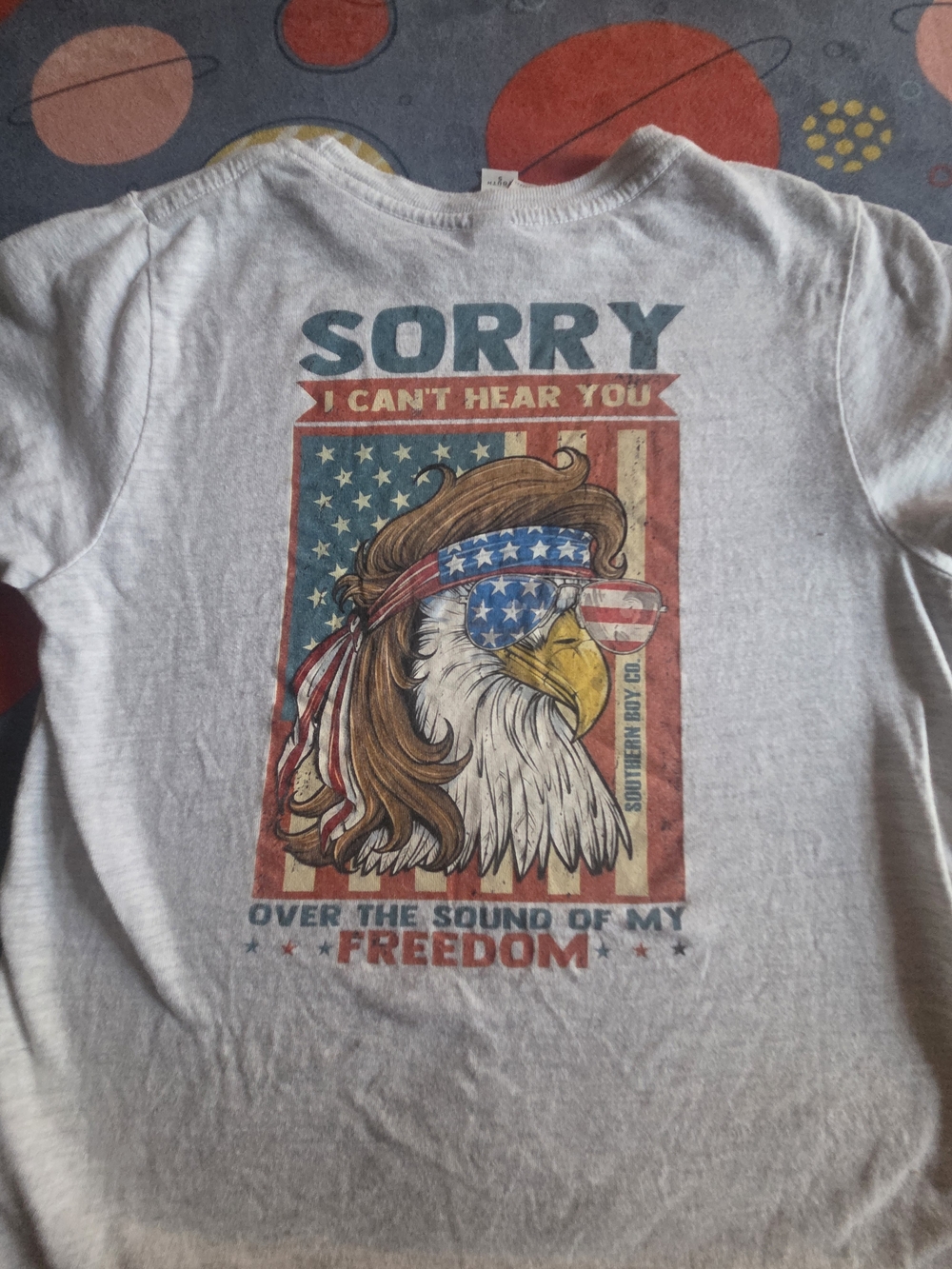 Kids Short Sleeve Tee - Patriotic Eagle Graphic - White